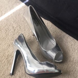Silver platform heels